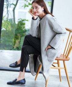 Tiaclasse パイピングノーカラーダンボールコート