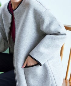 Tiaclasse パイピングノーカラーダンボールコート