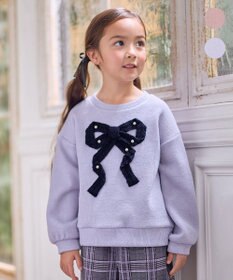 ANY KIDS リボン ニットソー トレーナー ラベンダー