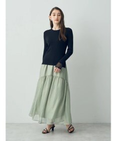 YECCA VECCA 箔プリントシアーギャザースカート