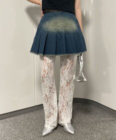 WEGO ヴィンテージウォッシュデニムプリーツスカパン