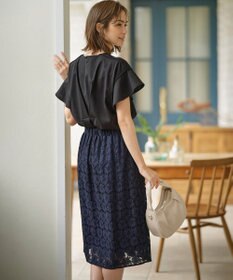 組曲 GIZAプレーティング天竺フリルスリーブ Tシャツ