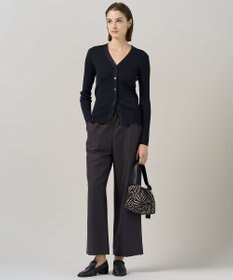 ICB L 【洗える】 エクストラファインメリノリブ Vネックカーディガン