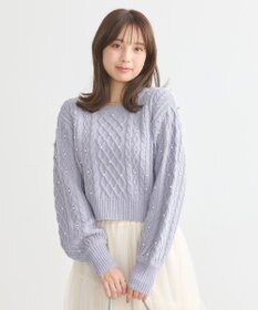 earth music&ecology パール＆ケーブルニットプルオーバー