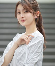 Tiaclasse L ストライプリボンレイヤードブラウス