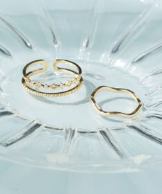 Phoebe フェミニンプレイスドビジューセットリング　ゴールド