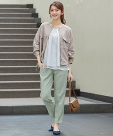 Tiaclasse L ストライプリボンレイヤードブラウス