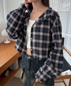 WEGO チェックショートフードシャツ