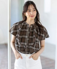 ANY SIS 【洗える】サッカーチェック ブラウス