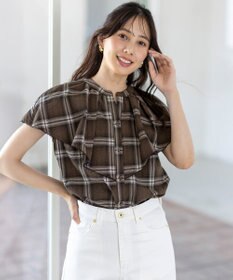 ANY SIS 【洗える】サッカーチェック ブラウス