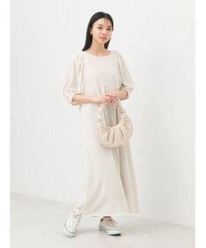 earth music&ecology 膨れジャガードパフ袖ワンピース