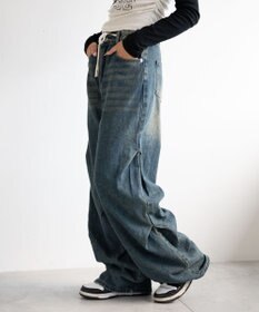 WEGO ドロストコードフレアデニム