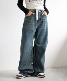 WEGO ドロストコードフレアデニム