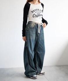 WEGO ドロストコードフレアデニム