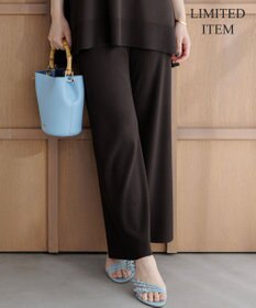 23区 L 【Lサイズ限定】レーヨンポリエステルストレッチ ニット パンツ ダークブラウン系