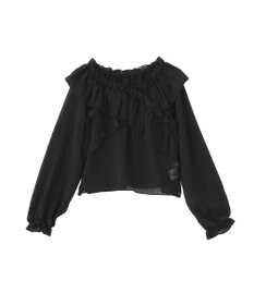 earth music&ecology シアーチェック2wayオフショルブラウス