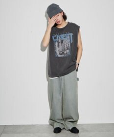 WEGO 【ユニセックス着用アイテム/手洗い可】ピグメントグラフィックノースリーブ