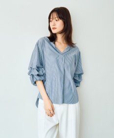 YECCA VECCA タックスリーブスキッパーブラウス
