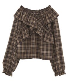 earth music&ecology フリルオフショルブラウス