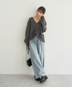 earth music&ecology フロントシャーリングニットプルオーバー