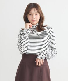 earth music&ecology シャーリングスリーブリブタートルプルオーバー