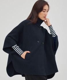 23区 【見上愛さん着用/Oggi12月号掲載】ウールライトリバー ポンチョシルエット コート ブラック系