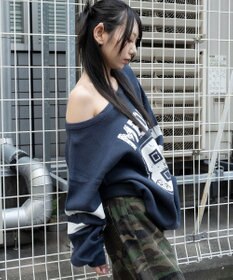 WEGO 【2025年秋冬新作】2WAYグラフィックワンショルBIGニット