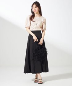 ANY SIS S 【撥水・汗ジミ防止・UVケア・洗える】スーピマスムース 袖タック Tシャツ