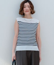 23区 S ハイツイストコットン ボーダー ノースリーブ ニット