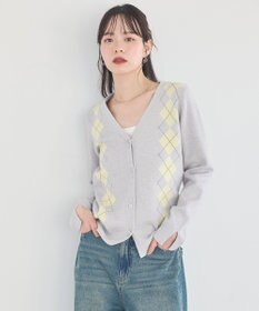 earth music&ecology アーガイルニットカーディガン