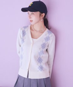 earth music&ecology アーガイルニットカーディガン