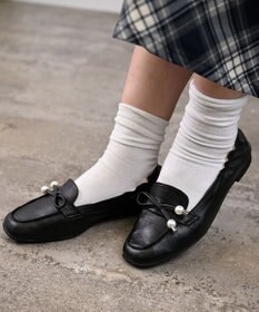 nouvelleRobe Oū 【本革・高反発】Square スクエアトゥ パール付きモカシン