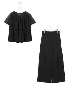 ANY SIS 【洗える】ティアードトップス×ワイドパンツSET