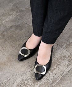 Pointer 【5cmヒール】日本製 高級本革モチーフ付きパンプス