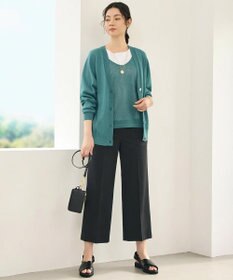 自由区 コットンサテンクロップド丈ワイドストレート パンツ