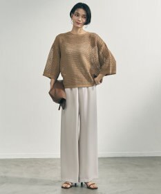 UNFILO L クロシェレースニット ハーフスリーブ プルオーバー