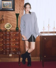 earth music&ecology パウダーシャギーシャーリングニットミニワンピース