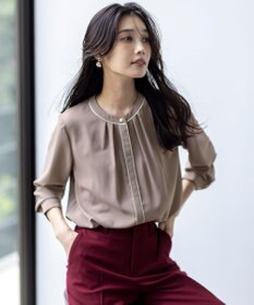 ANY SIS S 【洗える】フロントタックバイカラー ブラウス