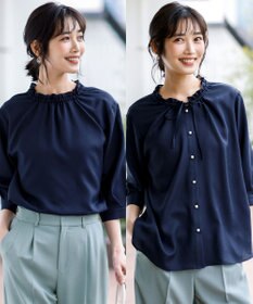 ANY SIS 【2WAY】スムージーポリエステル フリルネック ブラウス