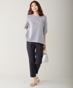 J.PRESS LADIES S 【シワになりにくい】コットンフィッティーシャーク テーパードパンツ