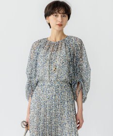 23区 【洗える】シアーヘリンボーンプリント ブラウス