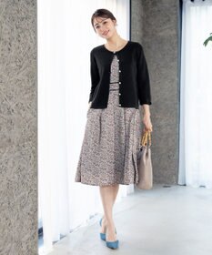 Tiaclasse L 【洗える】ミラノリブ編みが大人上品なリボンニットカーディガン