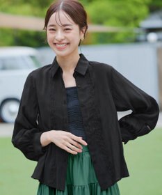 Tiaclasse 【洗える】はしごレースパフ袖シャツ