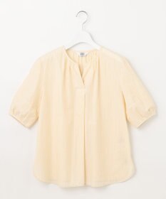 J.PRESS LADIES S 【洗える】BEZ空羽ストライプ クルーネック V開き ブラウス