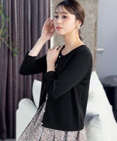 Tiaclasse L 【洗える】ミラノリブ編みが大人上品なリボンニットカーディガン