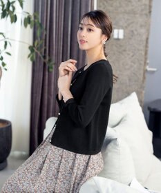 Tiaclasse L 【洗える】ミラノリブ編みが大人上品なリボンニットカーディガン