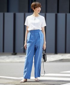 ICB 【洗える】 エコナイロンストレッチ ワイドストレートパンツ