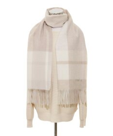 MOONBAT FURLA ウール混ラメ入りブロックチェックストールマフラー／幅50cm