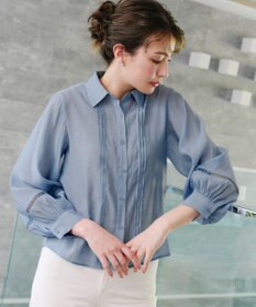 Tiaclasse 【洗える】はしごレースパフ袖シャツ