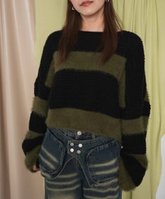 WEGO マテリアルシャギークロップドニット